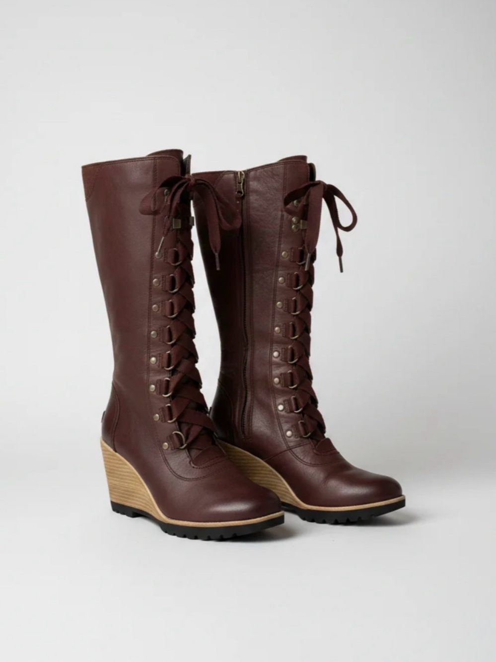 Sorel “After Hours” Knee High/No Tongue Wedge Snow Boots | 7 | Burgundy